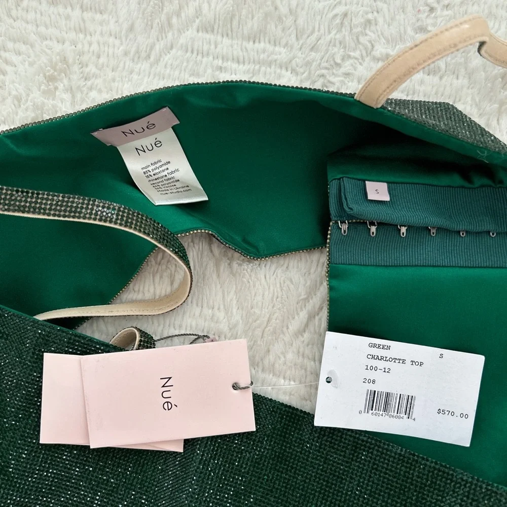 Nue Nué studio dark green rhinestone charlotte top - Picture 4 of 5